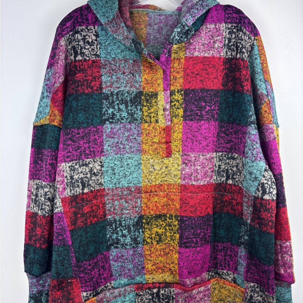 90s Colorful Plaid Women's Hoodie